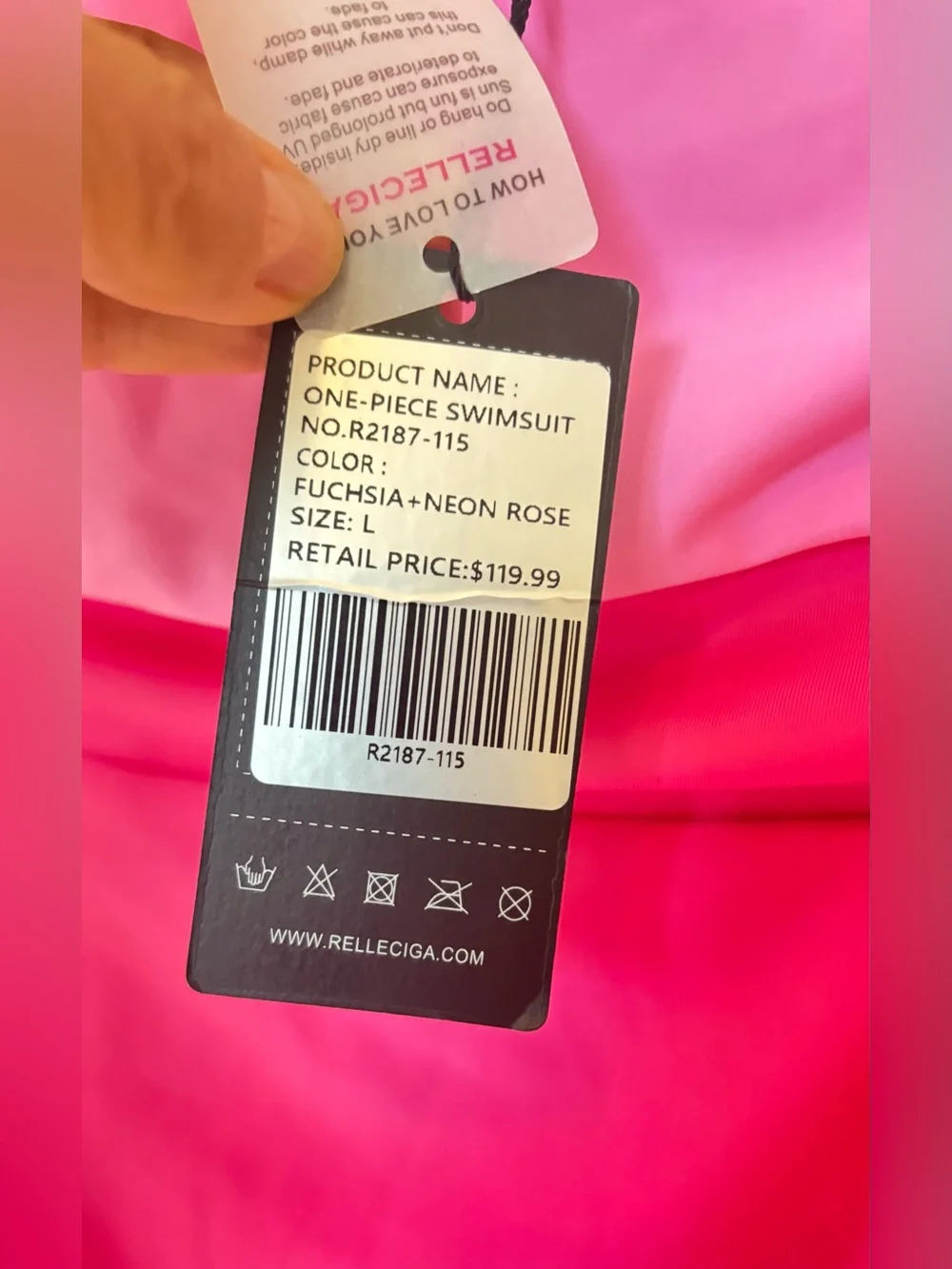 NWT RELLECIGA One Shoulder Colorblock One Piece Swimsuit Pink Large MSRP $120